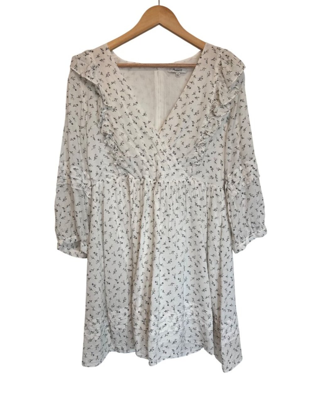 Madewell Floral Print Wrap Dress Ruffle Trim Spring Fling Print Size 10 MC947